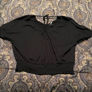 Buckle day trip Elegant Black Lace Trim Women's Top